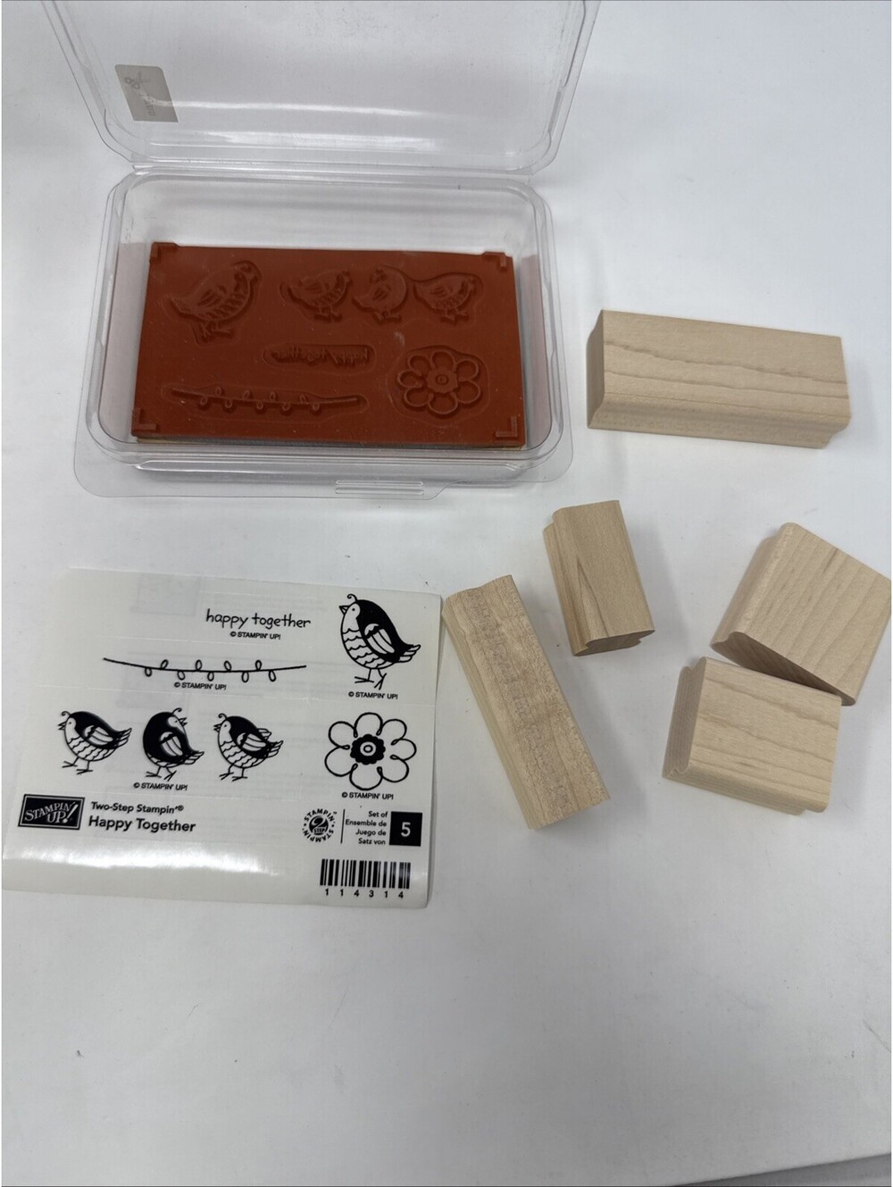 Stampin Up! Happy Together Bird and Flower, Wood Mount Stamps